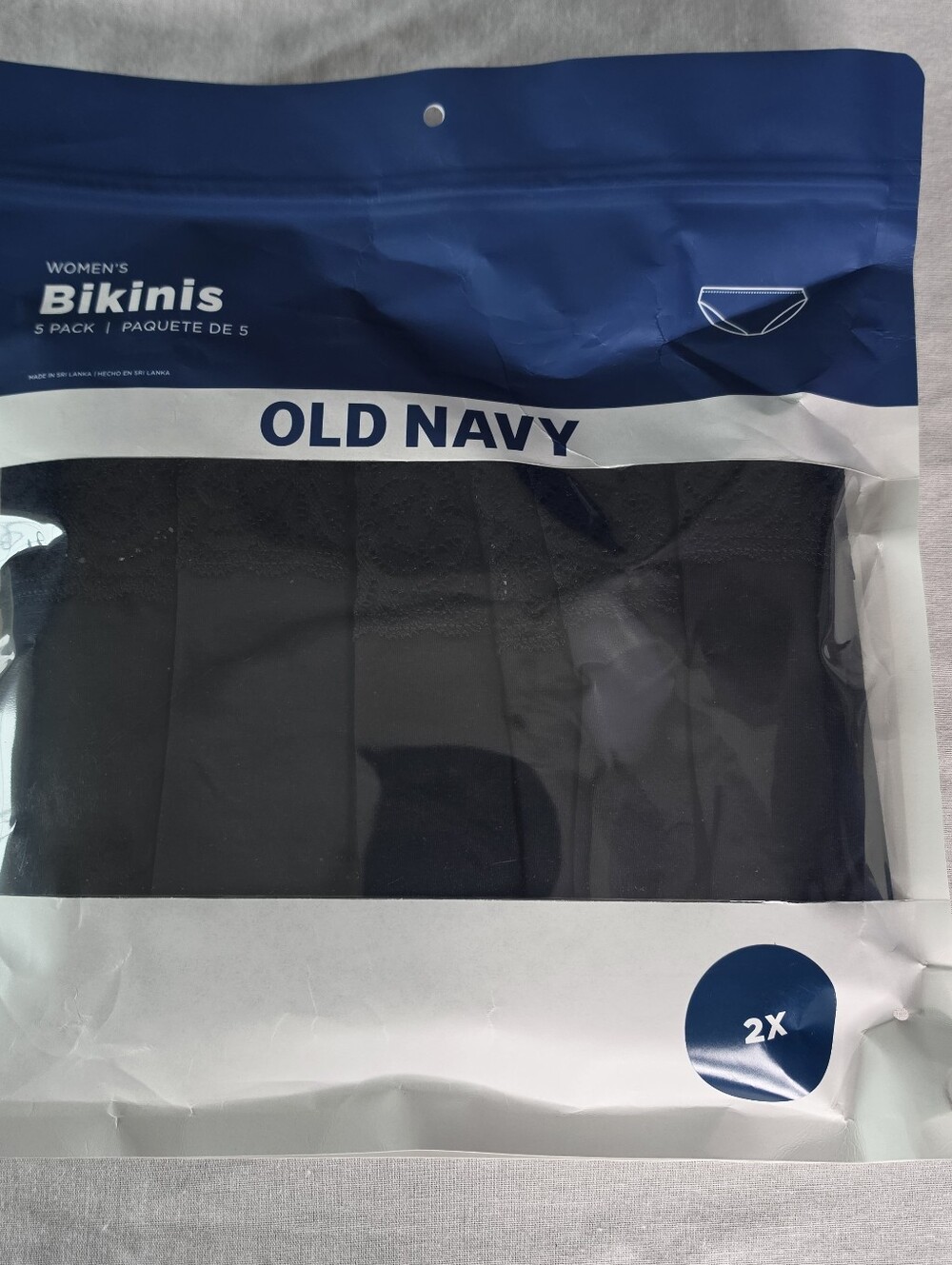 Old Navy 5 Pack Women’s Bikini Panties Black Lace Trim Stretch Size 2XL NWT NIP